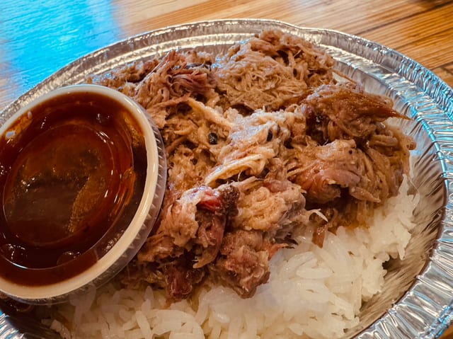 Pulled Pork Over Rice.