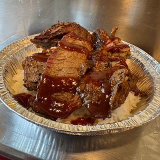 Smoked Brisket Over Rice
