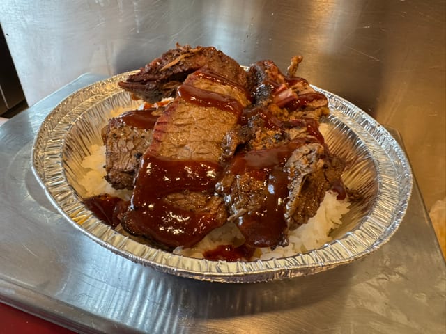 Smoked Brisket Over Rice.