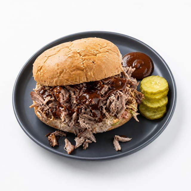 Smoked Pulled Pork Sandwich.